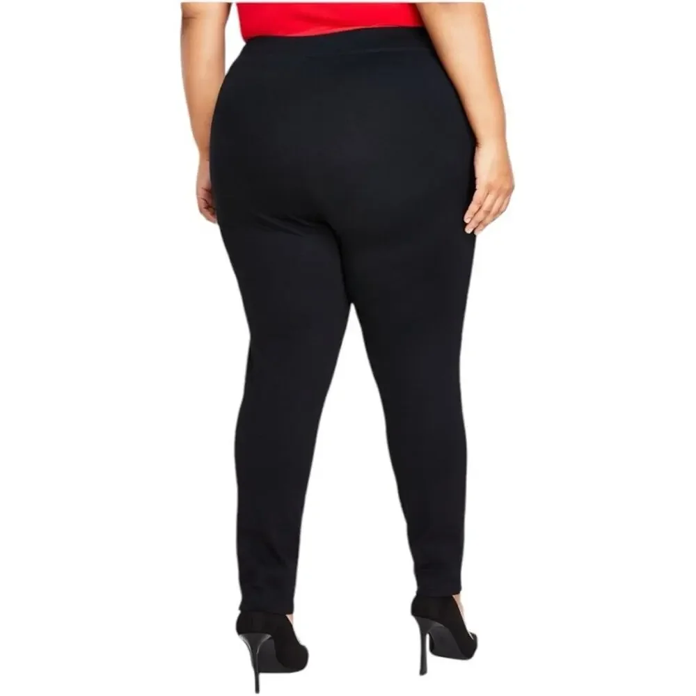 INC International Concepts Skinny Mid Rise Black Ponte Pants - 26W